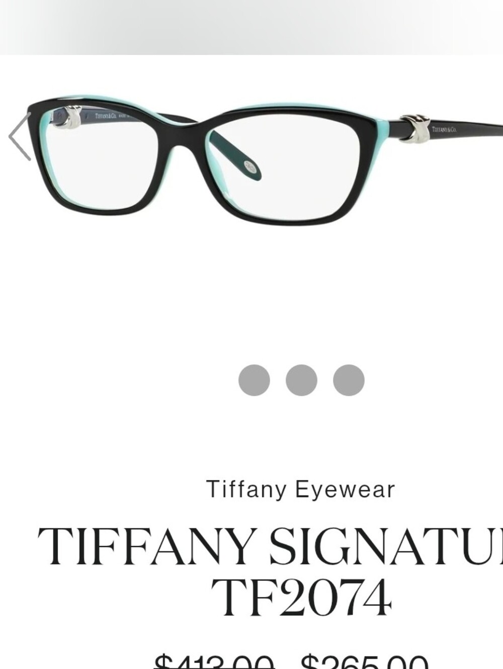 Tiffany & Co. Black Cat-Eye Glasses with Signature Tiffany Blue Case